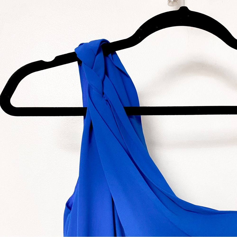 NWT* Halston One Shoulder Braided Strap Summer Chic Mini Dress in Wave Blue - Picture 5 of 11